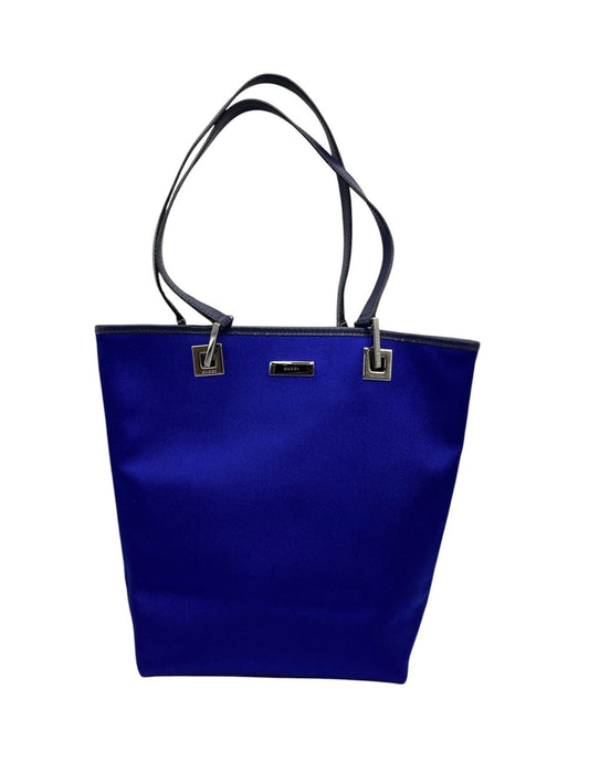 GUCCI グッチ サテン トートバッグ 002・1099 ブルー 中古 D4