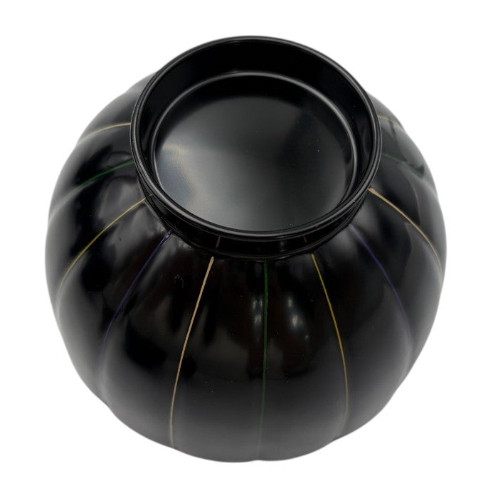 未使用品 表完堂 菊割吸物椀 黒 5客 和食器 汁椀 蓋付 セット 中古 W４