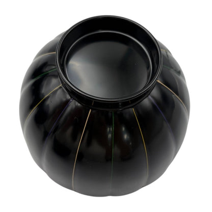 未使用品 表完堂 菊割吸物椀 黒 5客 和食器 汁椀 蓋付 セット 中古 W４