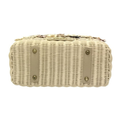 TOCCA トッカ FLOWER RATTAN かごバッグ レディース 春夏 お花 フラワー ハンドバッグ ビジュー ホワイト 6226425 中古 T1