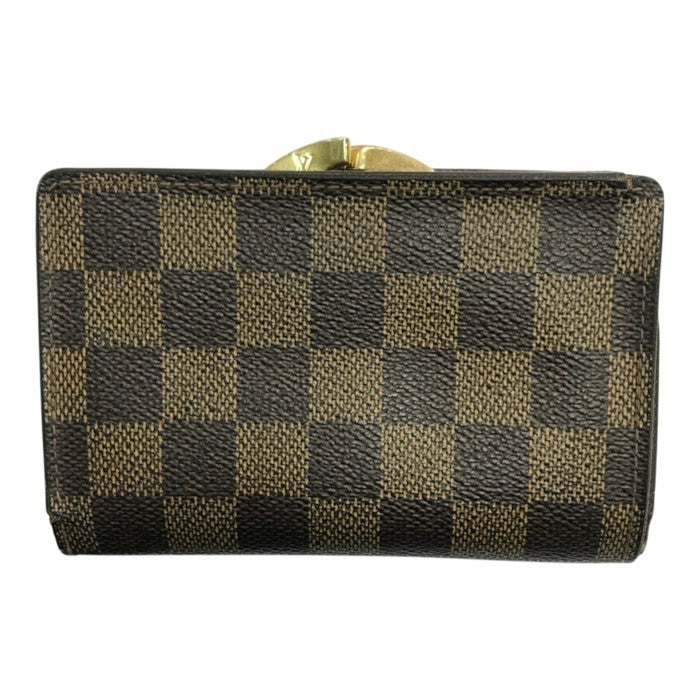 LOUIS VUITTON ルイヴィトン ダミエ エベヌ ポルトモネ・ビエ・ヴィエノワ 財布 レディース 2つ折り がま口 小銭入れあり ブラウン N61664 中古 T1
