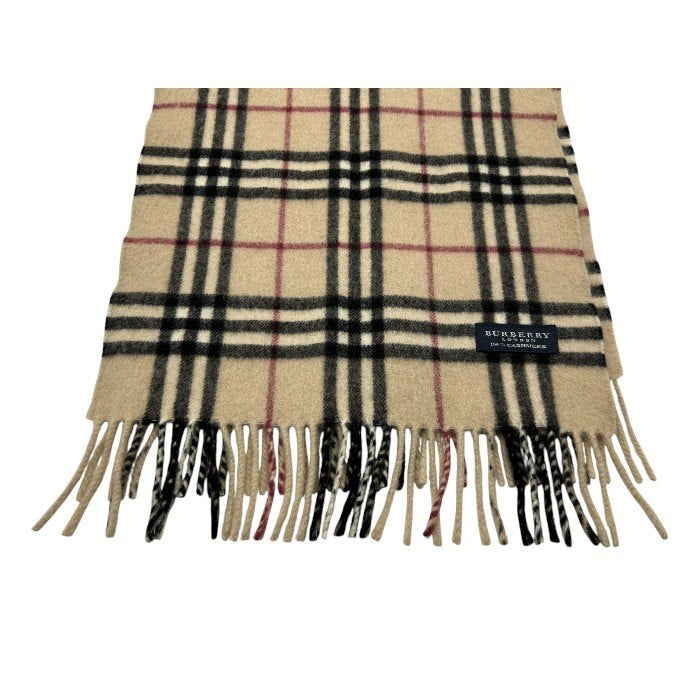 BURBERRY LONDON バーバリー ロンドン ノバチェック カシミヤ 100％ マフラー 秋 冬 レディース メンズ ストール ベージュ 中古 W４