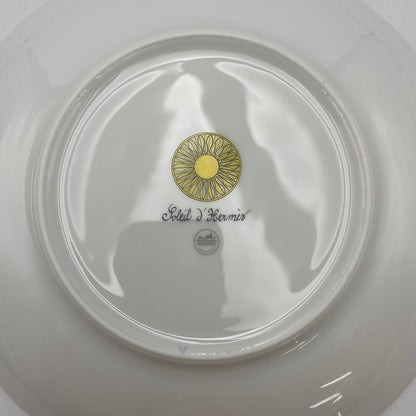 エルメス ソレイユ ドゥ エルメス デザートプレート No.2 ペア 046107P  皿 21cm ケーキ 幾何学模様 中古 R4