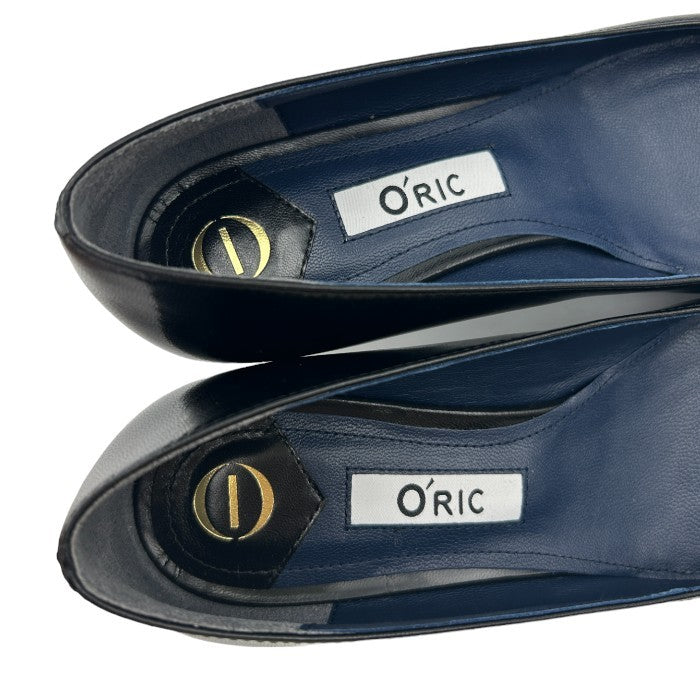 O'RIC オーリック CANDIE レディース パンプス  35 1/2 (約22.5cm) 410-31821 ポインテッドトゥ 靴 シューズ ヒール ブラック レザー 中古 W４