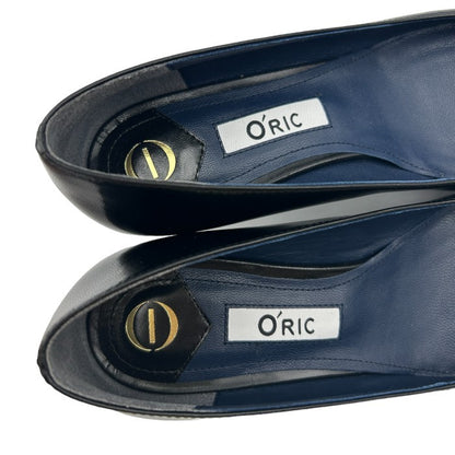 O'RIC オーリック CANDIE レディース パンプス  35 1/2 (約22.5cm) 410-31821 ポインテッドトゥ 靴 シューズ ヒール ブラック レザー 中古 W４