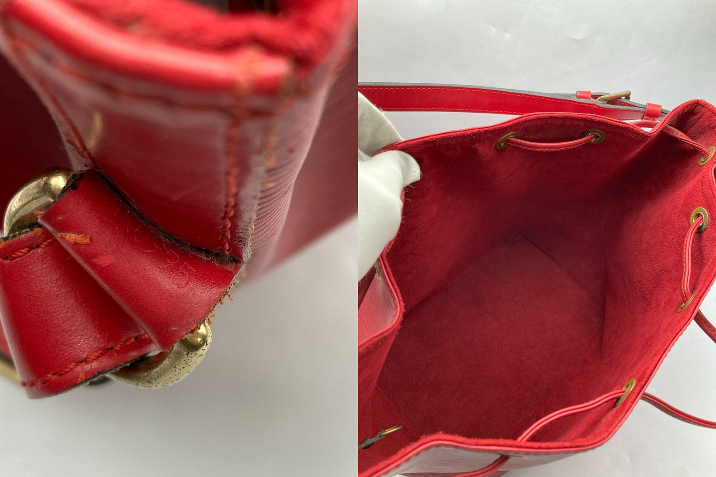 LOUIS VUITTON ルイヴィトン エピ プチ・ノエ 巾着 ショルダーバッグ カスティアンレッド M44107 中古 D4