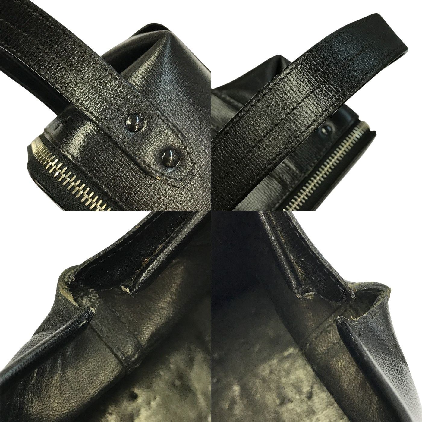 Valextra ヴァレクストラ トリックトラック バニティバッグ レディース レザー ハンドバッグ ポーチ ブラック 中古 T1