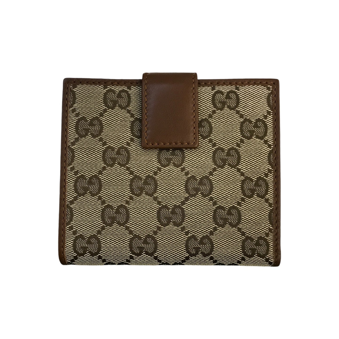 GUCCI グッチ 財布 レディース GGキャンバス レザー 二つ折り インターロッキング ブラウン/ベージュ 181594 0959 中古 T1