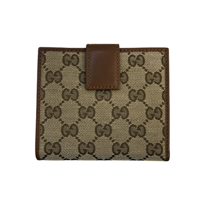 GUCCI グッチ 財布 レディース GGキャンバス レザー 二つ折り インターロッキング ブラウン/ベージュ 181594 0959 中古 T1