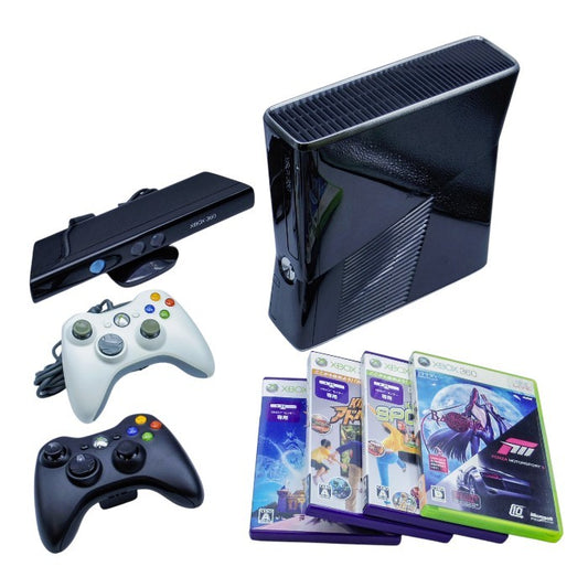 Microsoft Xbox360S本体(250GB) + Kinect＆ゲームソフト４本セット 中古 a1