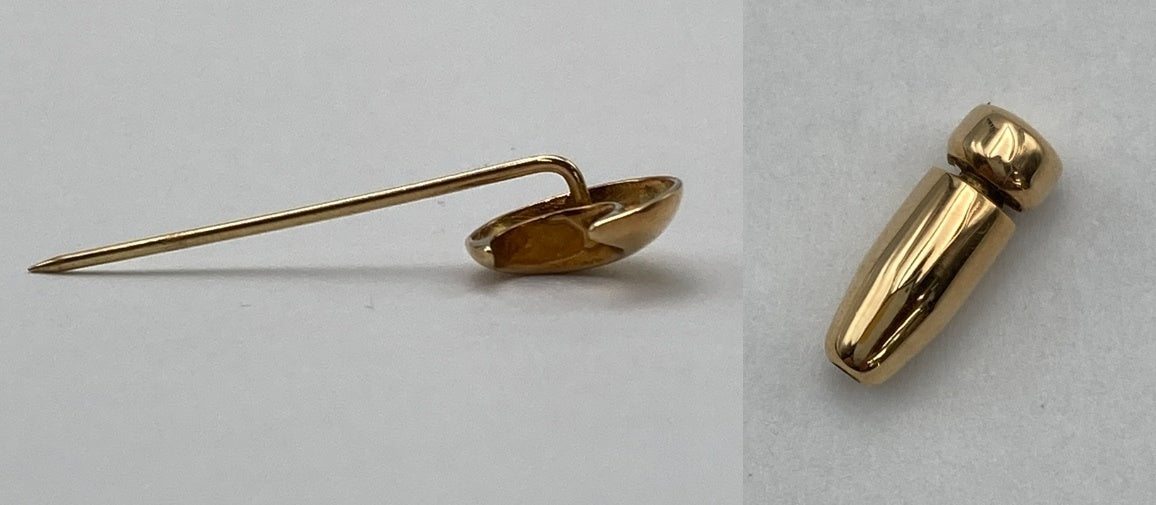 K18 三日月型 ピンブローチ/ラペルピン 中古 D4