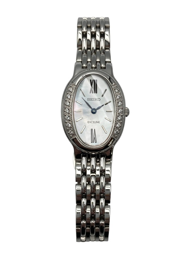 SEIKO セイコー エクセリーヌ ダイヤベゼル 腕時計 アナログ クォーツ 1F20-0BG0 レディース 中古 D4