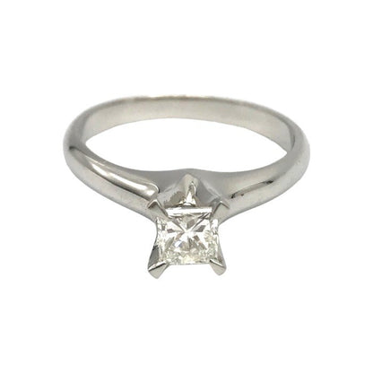 Pt900/ダイヤ 0.427ct リング レディース プリンセスカット 1Pダイヤモンド プラチナ 11号 中古 T1