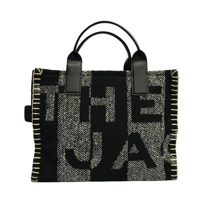 MARC JACOBS マークジェイコブス THE TOTE BAG SMALL トートバッグ レディース ブランケット ツイード ロゴ ブラック/ホワイト スモールサイズ M0016741 中古 T1