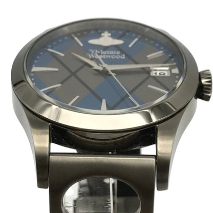 Vivienne Westwood ヴィヴィヴァンウエストウッド 腕時計 メンズ アナログ クォーツ デイト SS オーブ アーガイル グレー VW-24B9 中古 T1