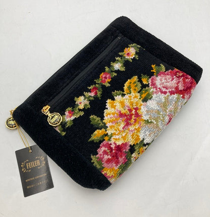 FEILER フェイラー シュニール織 花柄 ポーチ 中古 D4