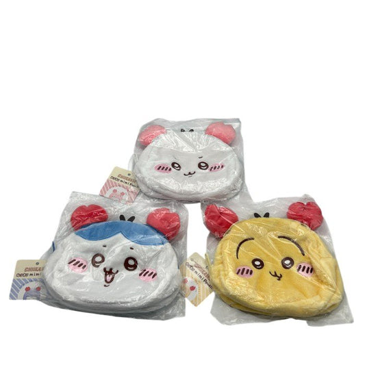 未使用品 ちいかわ なりきり mini Pouch ちいかわ ハチワレ うさぎ セット ヘアクリップ カニ かわいい キャラクター 中古 W４