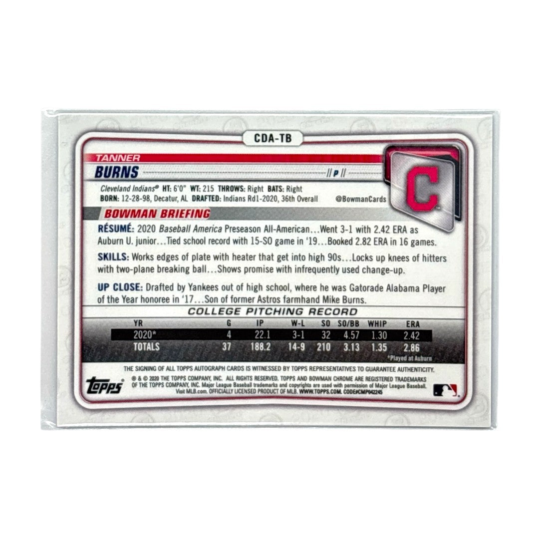 TOPPS MLBカード BOWMAN CHROME 1ST TANNER BURNS CLEVELAND INDIANS /150 #CDA-TB 中古 IT1