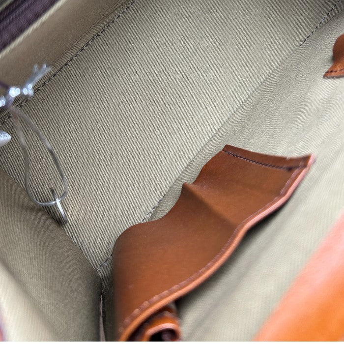 PHILIPELANGLET フィリップラングレー ミニ ダレスバッグ ハンドバッグ ブラウン メンズ 牛革 小さめ 中古 W４