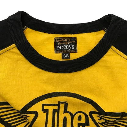 The REAL McCOY’S BUCO リアルマッコイズ Tシャツ メンズ 長袖 コットン ラグラン ロンT イエロー/ブラック 38サイズ 中古 T1