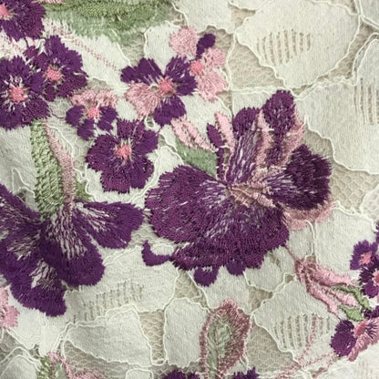 TOCCA トッカ ワンピース レディース 春夏 ノースリーブ 膝丈 花柄 総柄 ドレス 刺繍 パープル/ホワイト 0サイズ OPTOKA0910 中古 T1