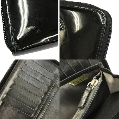CHANEL シャネル 長財布 2つ折り エナメル カメリア ラウンドジップ ブラック 中古 T1