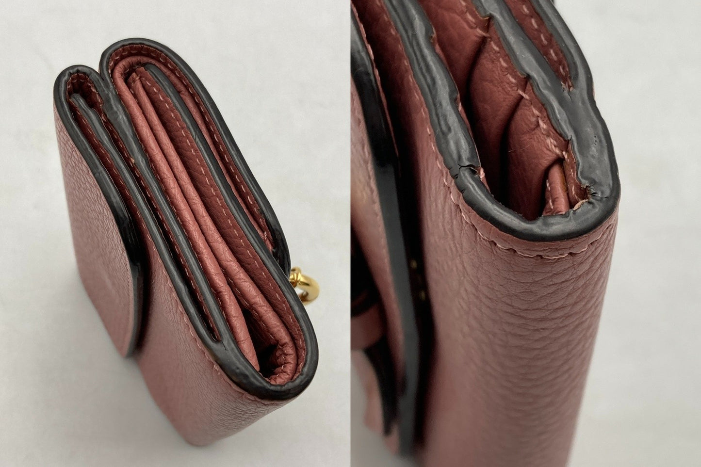 Chloe クロエ グレインレザー アルファベット スモールトリフォールド 3つ折り財布 中古 D4