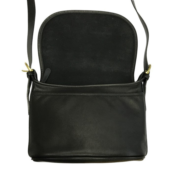 COACH コーチ ショルダーバッグ ユニセックス レザー シンプル フラップ 斜め掛け 男女兼用 オールド ブラック 4150 中古 T1