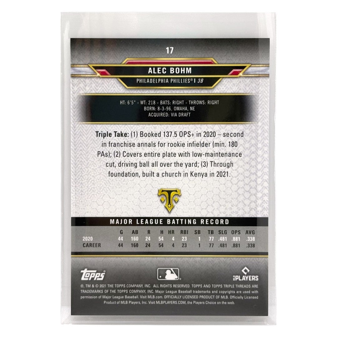 TOPPS MLBカード TRIPLE THREADS ALEC BOHM PHILADELPHIA PHILLIES /299 #17 中古 IT1
