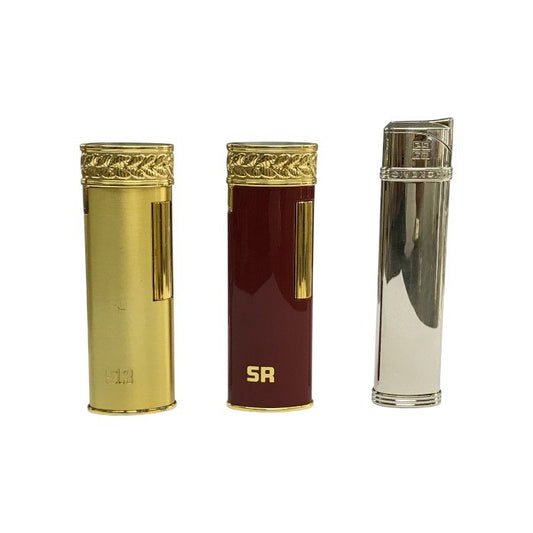 SONIA RYKIEL / GIVENCHY ガスライター 3点セット スリム 着火未確認 ジャンク品 ゴールド/レッド/シルバー 中古 T1