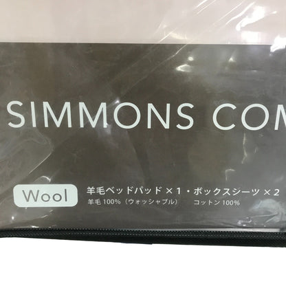 SIMMONS シモンズ COMPO 3 羊毛ベッドパッド/ボックスシーツ×2 セット 寝具 ウール ウォッシャブル ピンク/アイボリー 中古 T1