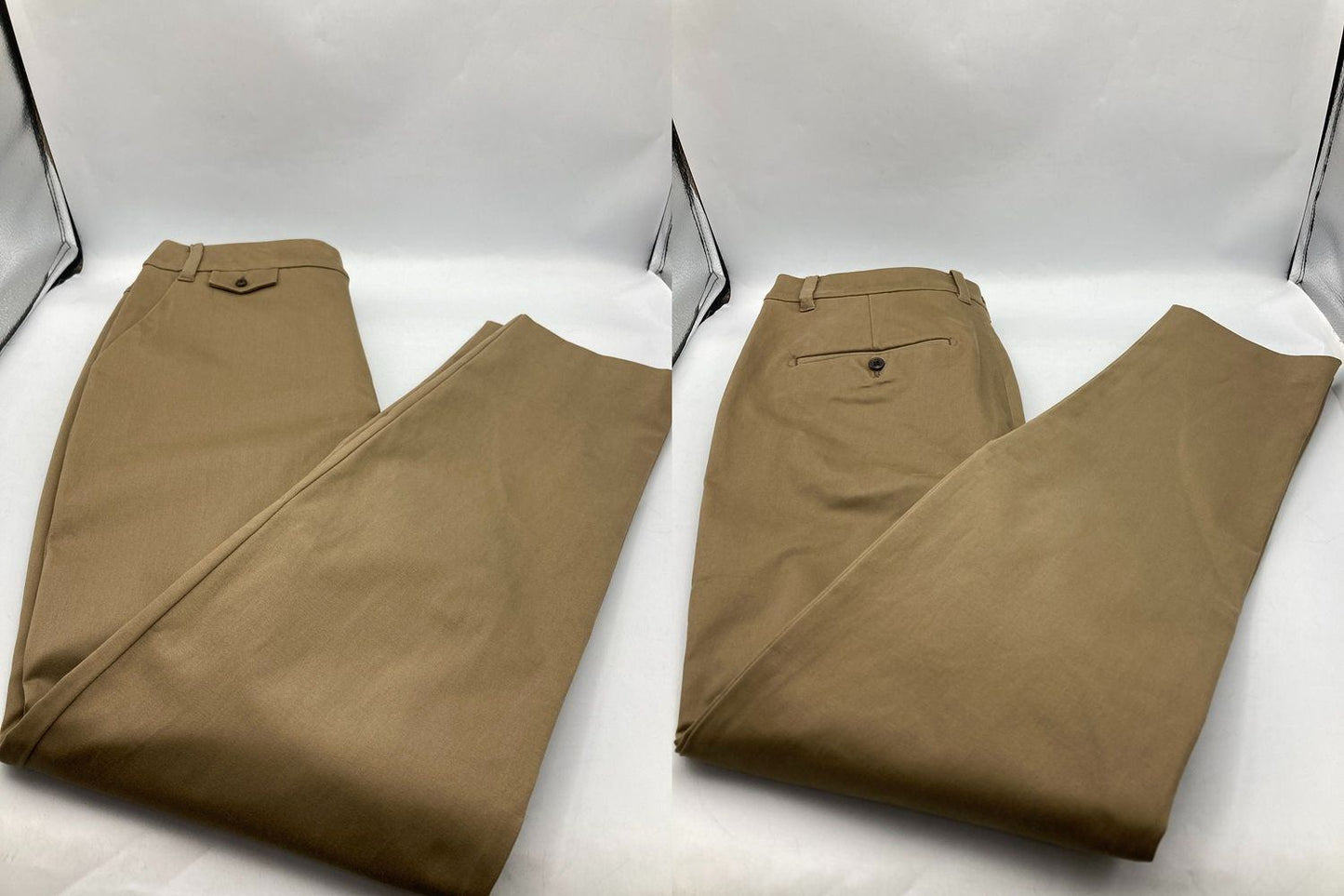 human woman ヒューマンウーマン サテンストレッチ スリムパンツ 077-2230107 サイズL ベージュ 中古 4