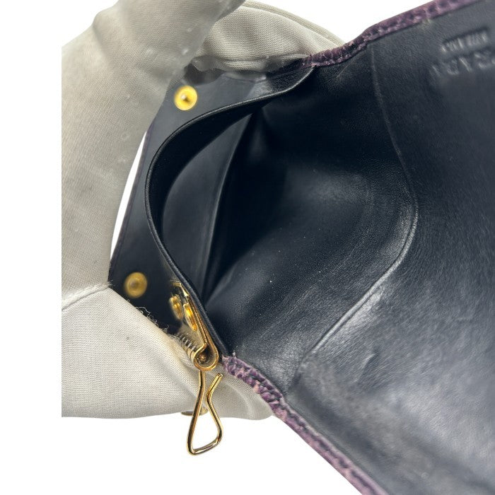 PRADA プラダ パイソン調 6連 キーケース ブランド レディース レザー パープル ブラック 中古 W４