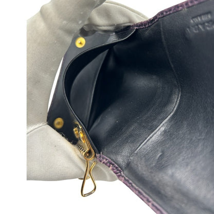 PRADA プラダ パイソン調 6連 キーケース ブランド レディース レザー パープル ブラック 中古 W４
