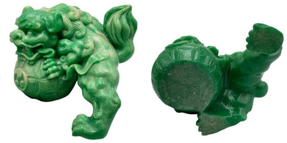 シーサー 翡翠 置物 沖縄 インテリア 石 かっこいい 中古 W４
