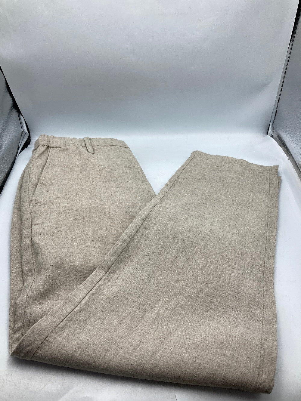 無印良品 リネン 洗いざらし テーパードパンツ 生成 サイズM 中古 D4
