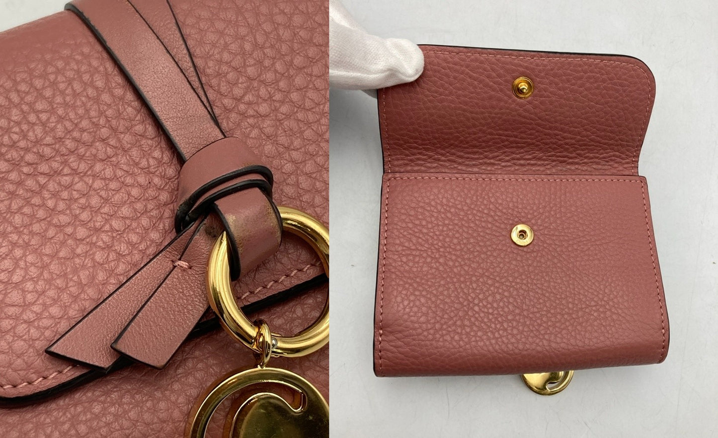 Chloe クロエ グレインレザー アルファベット スモールトリフォールド 3つ折り財布 中古 D4
