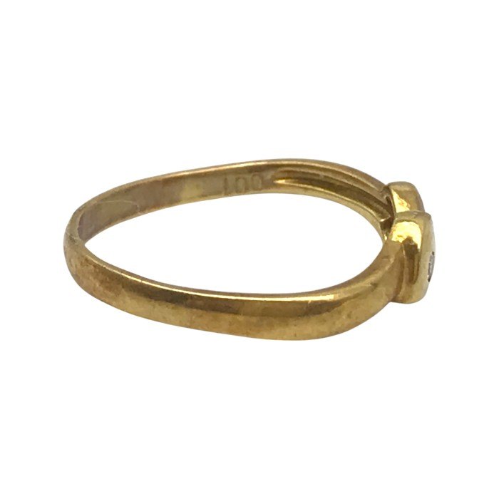 K18 ピンキーリング リング ハートモチーフ メレダイヤ イエローゴールド 4号 中古 T1