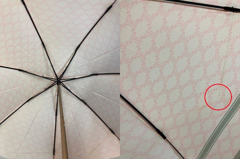 CELINE セリーヌ マカダム 折りたたみ 雨傘  ピンク 中古 D4