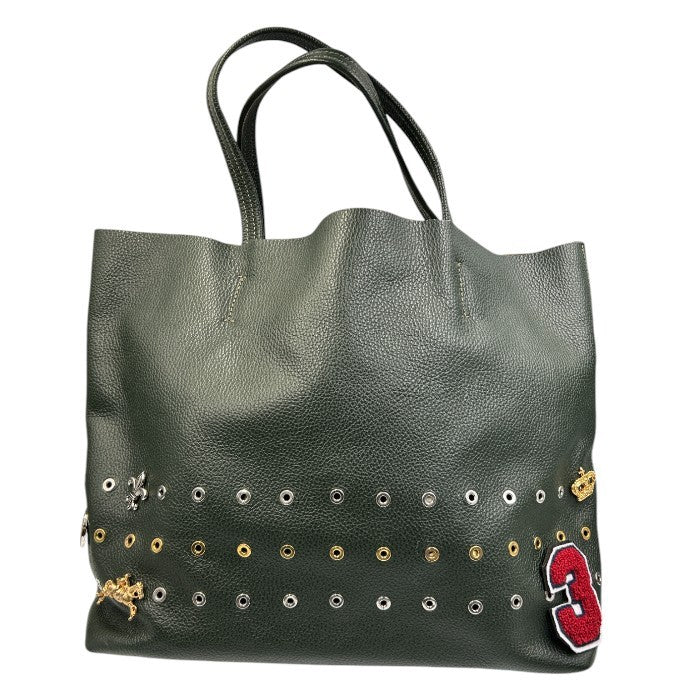 Bagolo バゴロ トートバッグ レディース ピンバッジ レザー カーキグリーン 鞄 本革 通勤 かわいい 中古 W1