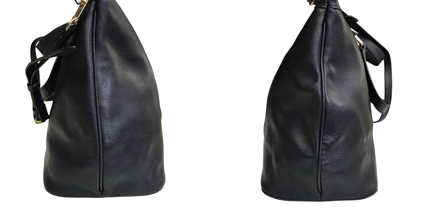 COACH コーチ ラグジュアリー クロスグレーン レザー プリーテッド レザー ハンドバッグ F34680 レディース ネイビー ブランド レディース 鞄 ショルダー 2WAY 中古 WK1