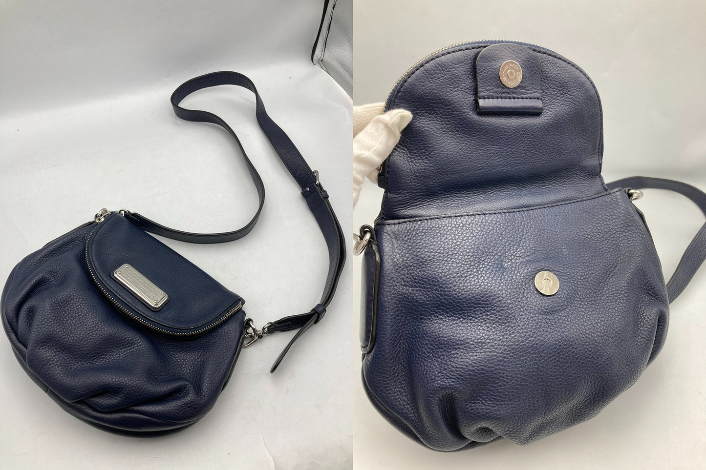 MARC BY MARC JACOBS マークバイマークジェイコブス レザー ショルダーバッグ ネイビー 中古 D4