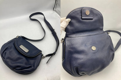 MARC BY MARC JACOBS マークバイマークジェイコブス レザー ショルダーバッグ ネイビー 中古 D4