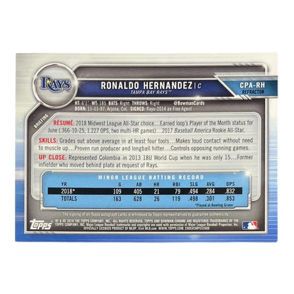 TOPPS MLBカード BOWMAN CHROME 1ST RONALDO HERNANDEZ TAMPA BAY RAYS /499 #CPA-RH 中古 IT2