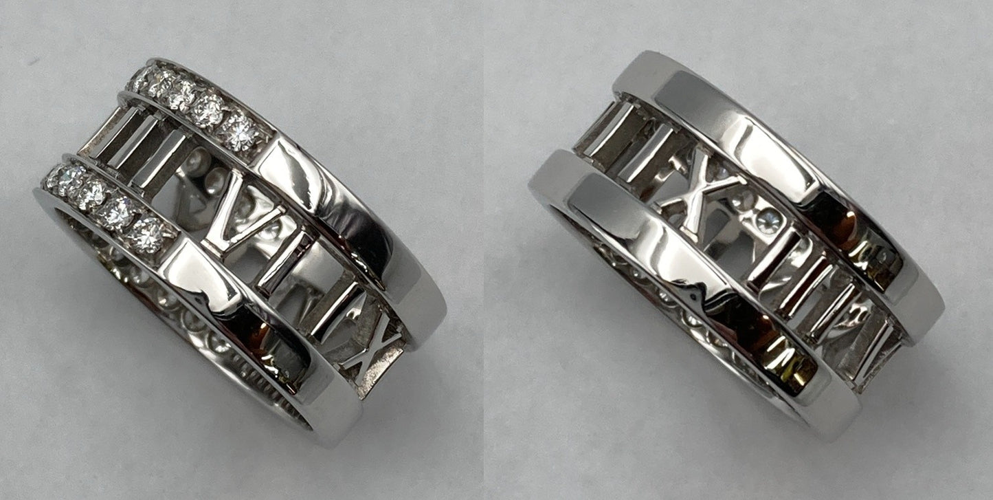 TIFFANY＆Co. ティファニー K18WG ハーフダイヤ アトラス オープンリング 13号 中古 D4