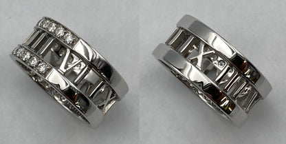 TIFFANY＆Co. ティファニー K18WG ハーフダイヤ アトラス オープンリング 13号 中古 D4