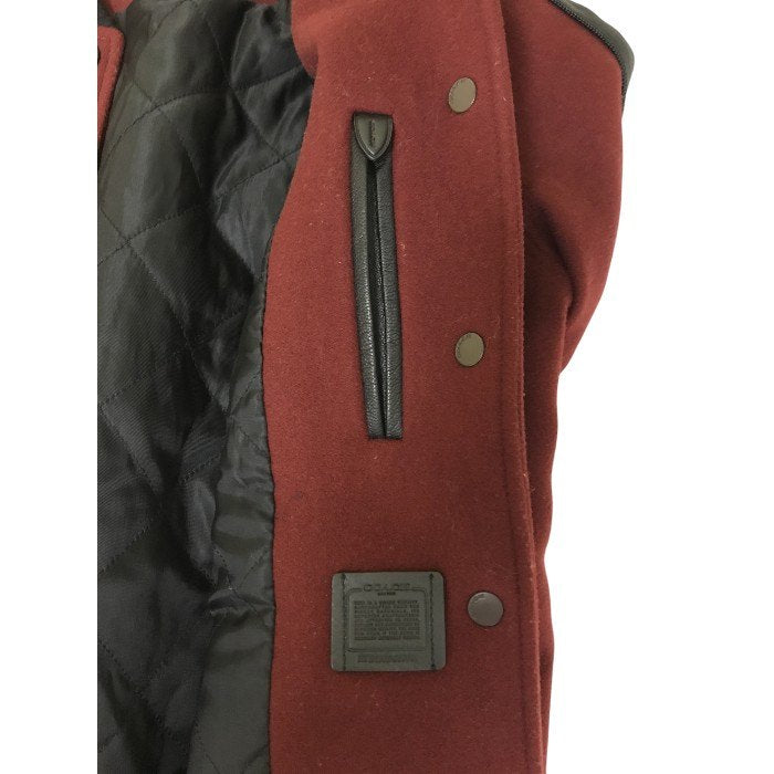 COACH コーチ スタジャン レディース ウール/レザー オーバーサイズ ブルゾン レッド Sサイズ 35104 アウター 秋 冬 中古 W1