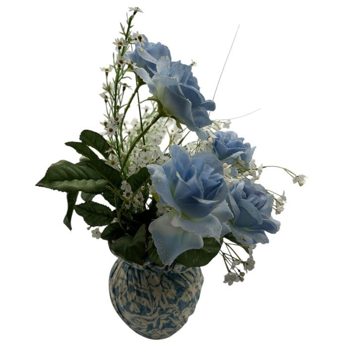 Emilio Rolla エミリオローラ 造花 オブジェクト インテリア フラワー おしゃれ 青い 薔薇 バラ 中古 W４