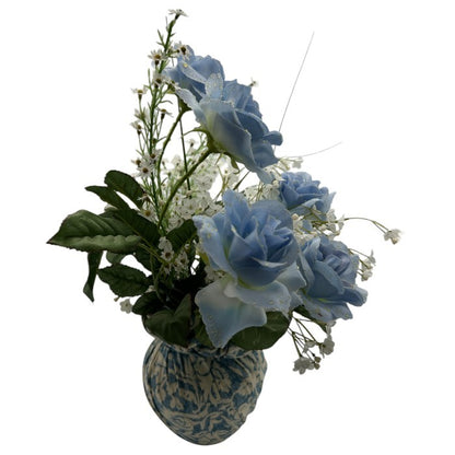 Emilio Rolla エミリオローラ 造花 オブジェクト インテリア フラワー おしゃれ 青い 薔薇 バラ 中古 W４