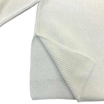 FERRAGAMO フェラガモ ニットトップス レディース 春 コットン サイドカット スリット ボートネック チュニック ホワイト XSサイズ 中古 T1